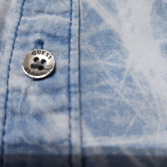 Guess Mens XL Blue Abstract Print Shirt Slim Fit - Picture 3 of 11